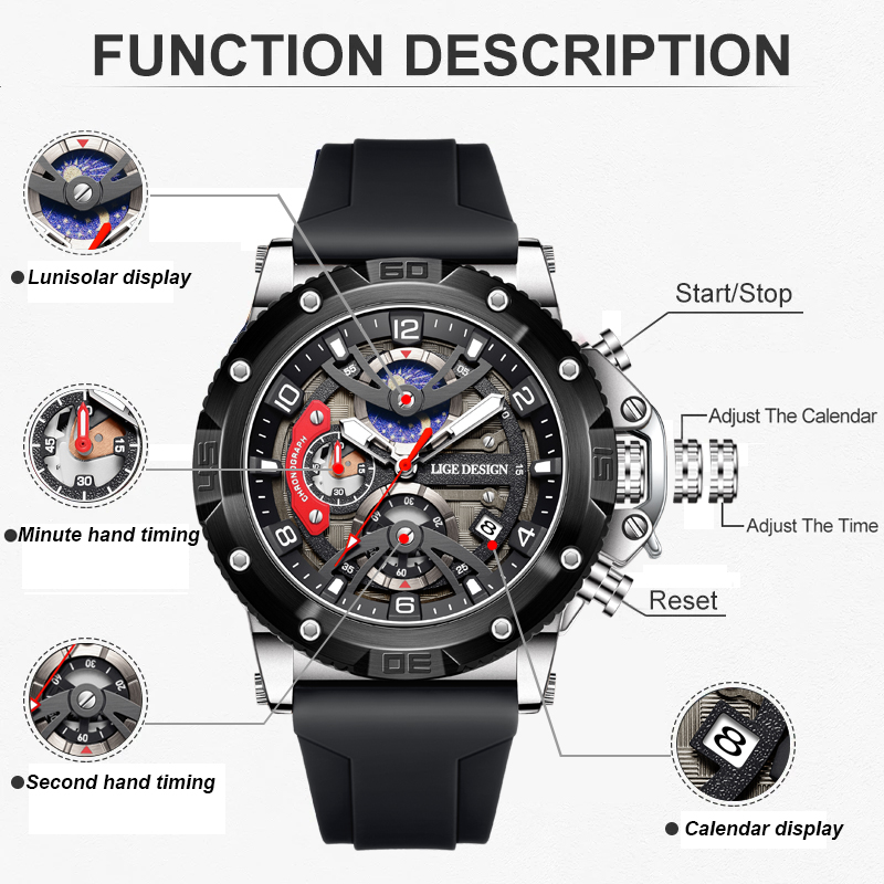 LIGE Top Brand Luxury Men Watc - огляд і ціна Outdoor Sport Smart Watch