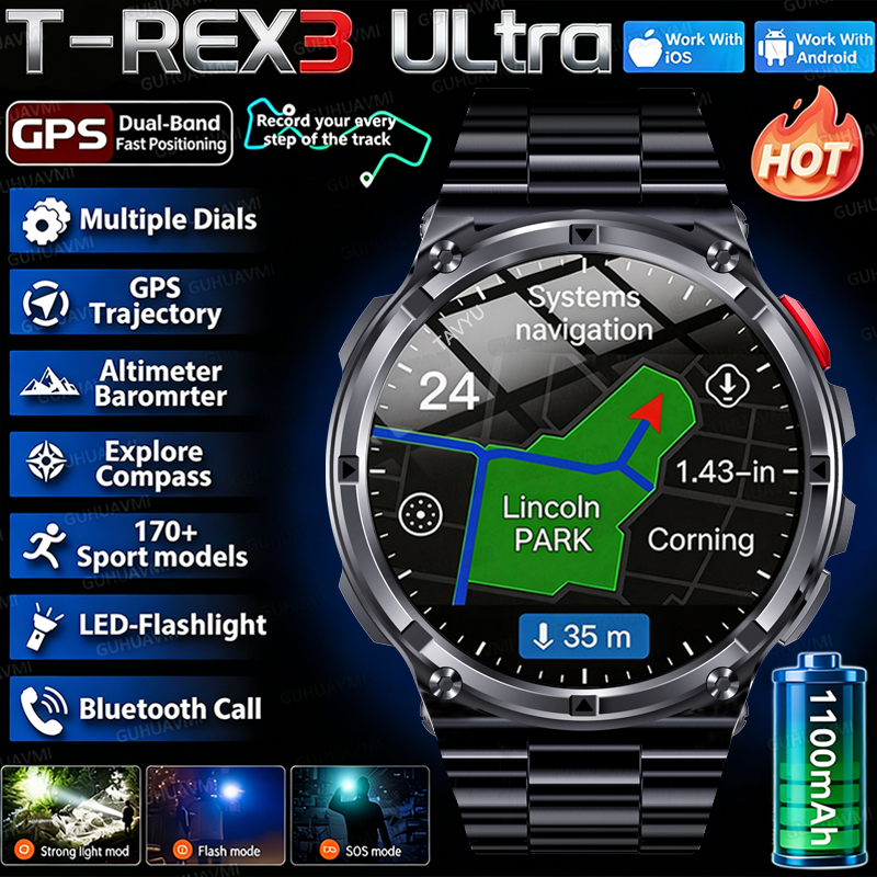 2026 New T-Rex3 Pro 1100mAh Ba - огляд і ціна Outdoor Sport Smart Watch